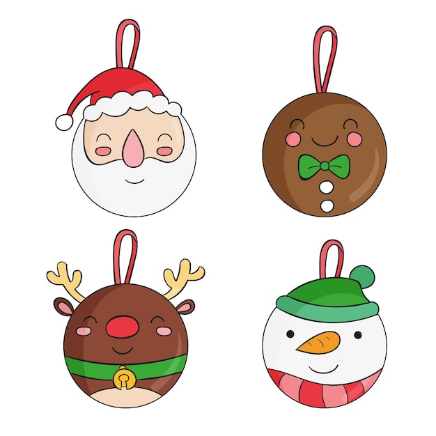 Hand drawn christmas ball ornaments