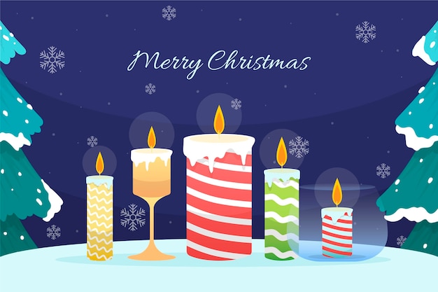 Hand drawn christmas candle background