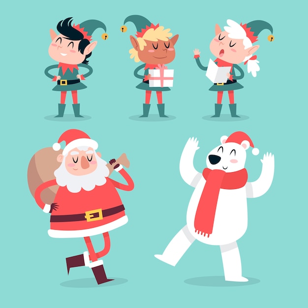 Hand drawn christmas character collection