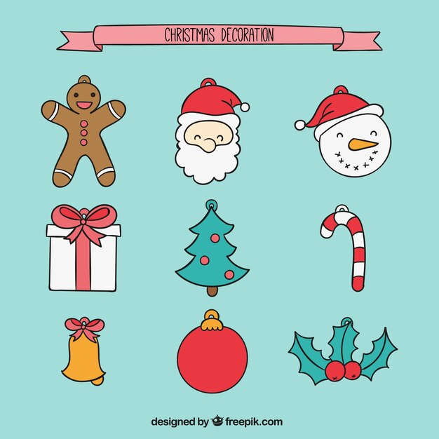 Hand drawn christmas decoration elements