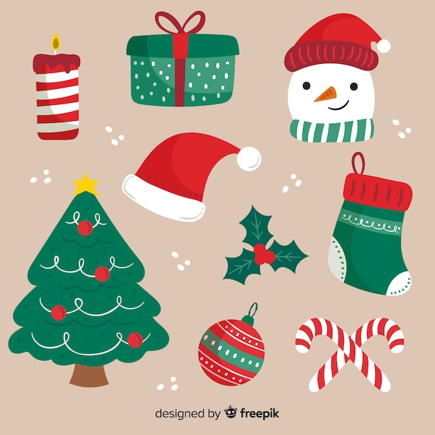 Free Vector hand drawn christmas element collection