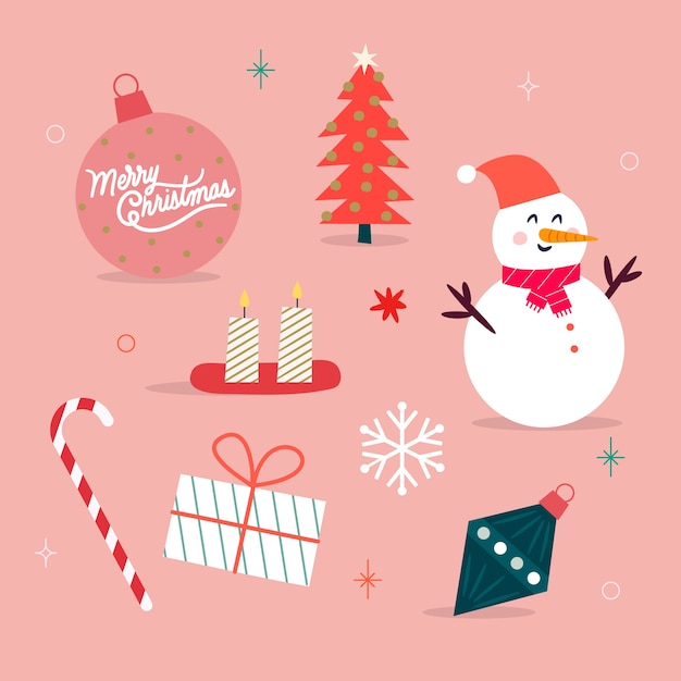 Free Vector hand drawn christmas element collection