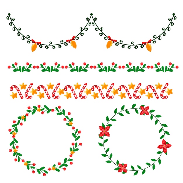 Free Vector hand-drawn christmas frames and borders