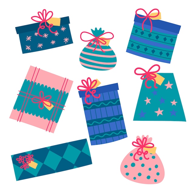 Free Vector hand drawn christmas gift collection