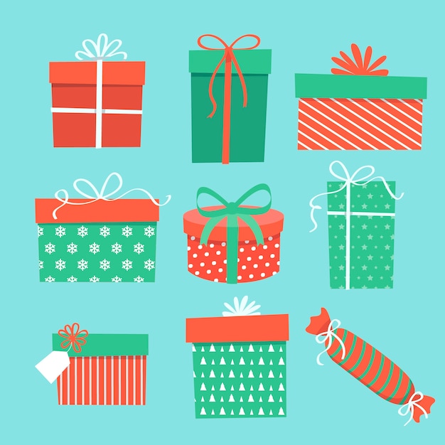 Free Vector hand drawn christmas gift collection