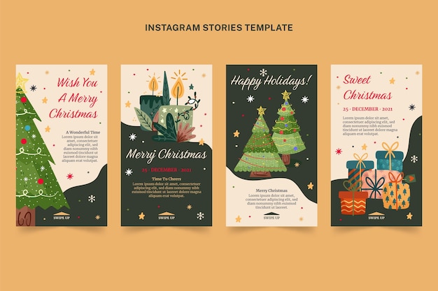 Hand drawn christmas instagram stories collection