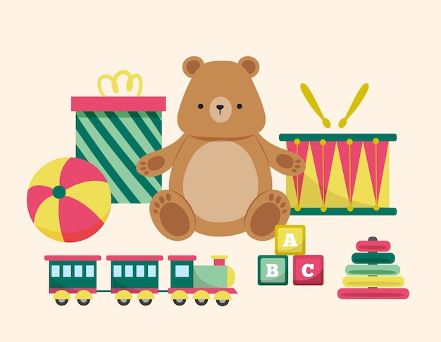 Free vector hand drawn christmas toys collection