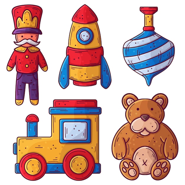 Free vector hand drawn christmas toys collection