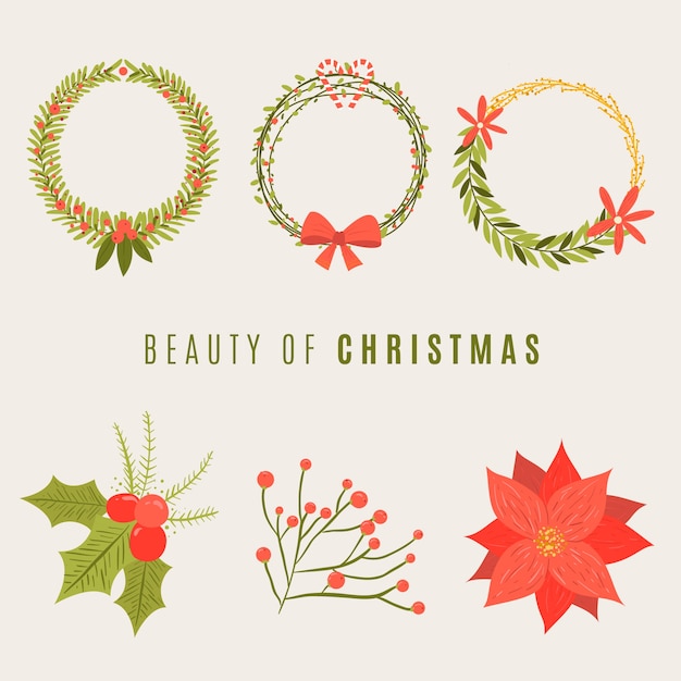 Free Vector hand drawn christmas wreath collection