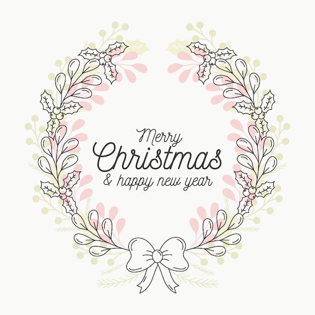 Free Vector hand drawn christmas wreath