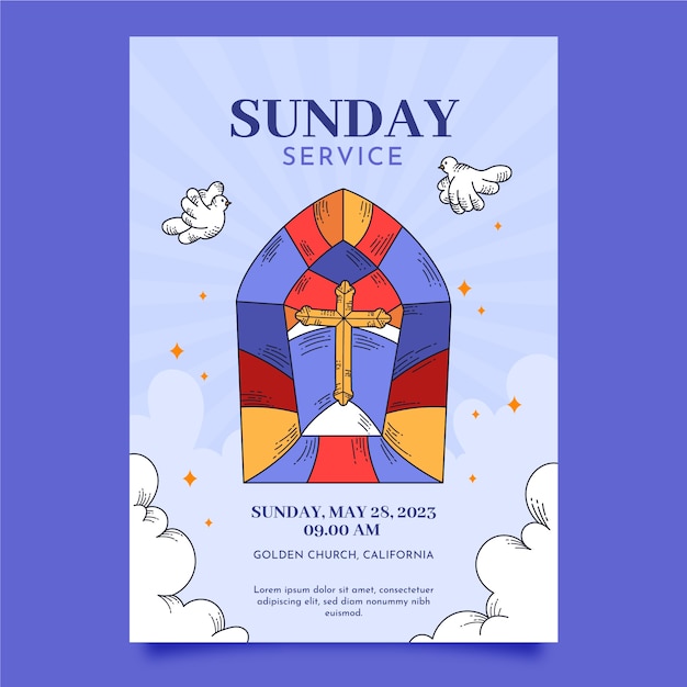 Hand drawn church poster template