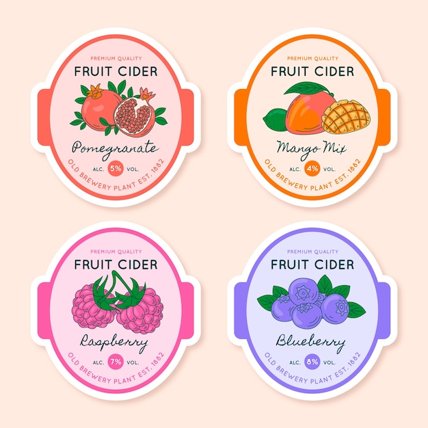 Free Vector hand drawn cider  label template