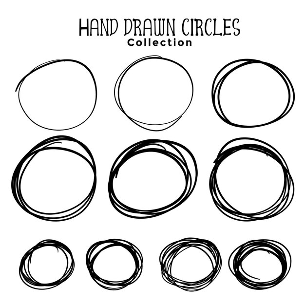 Hand drawn circle scribbles set of ten