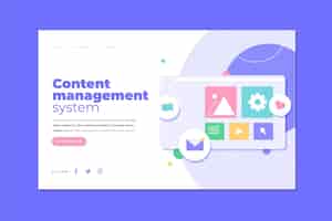 Free vector hand drawn cms concept landing page illustrated