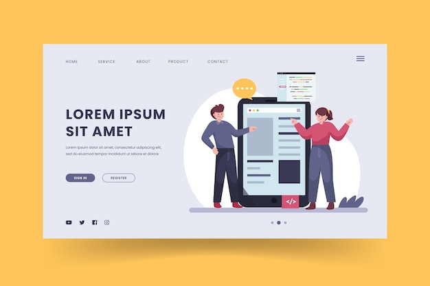 Hand drawn cms landing page template