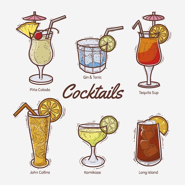 Hand drawn cocktail collection