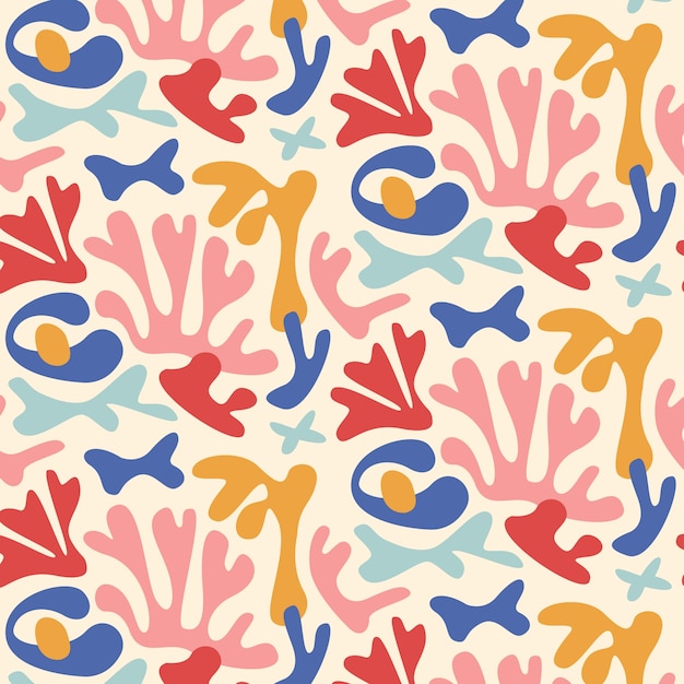 Free Vector hand drawn colorful matisse pattern design