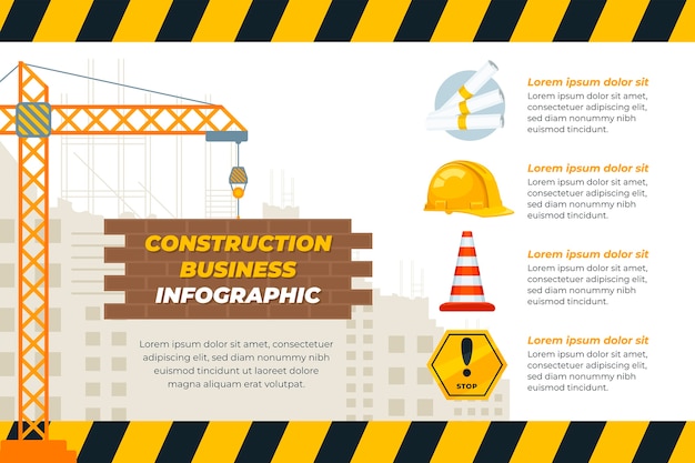 Hand drawn construction project infographic