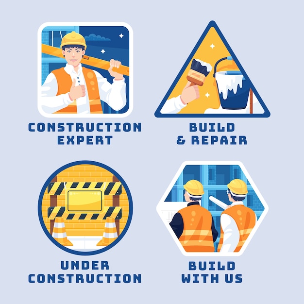 Free Vector hand drawn construction project labels