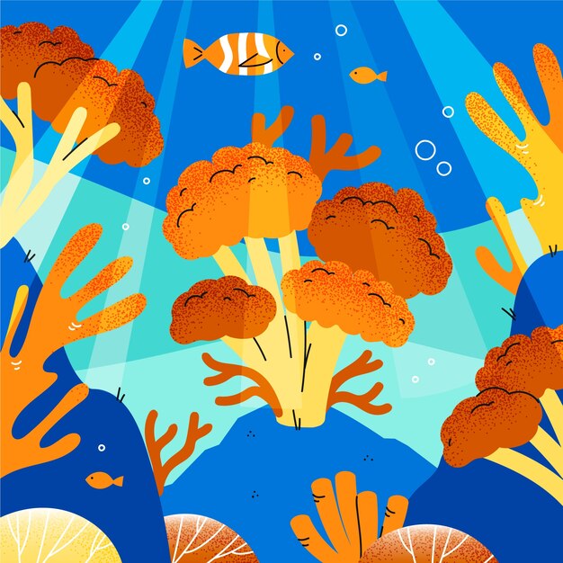 Free Vector hand drawn coral bleaching illustration