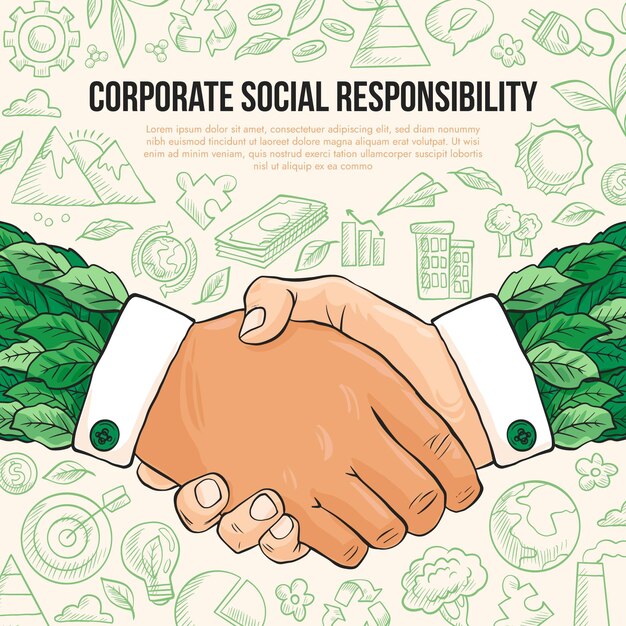 Free Vector hand drawn corporate social responsibility concept