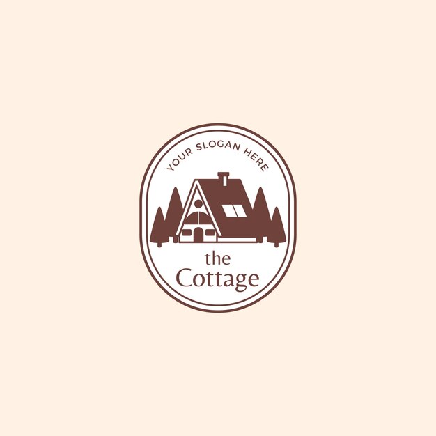 Hand drawn cottage building logo