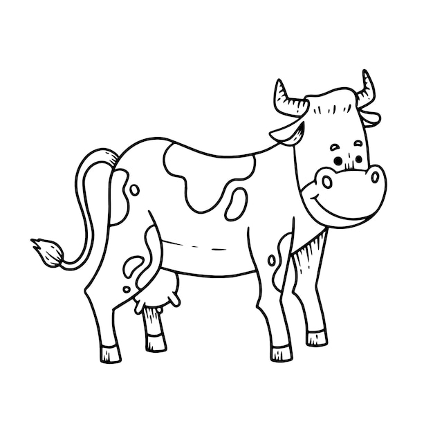 Hand drawn cow outline illustration