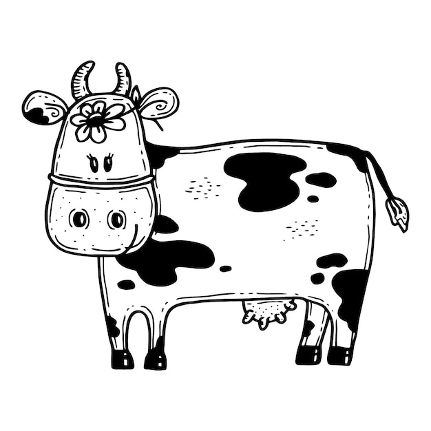 Free Vector hand drawn cow outline illustration