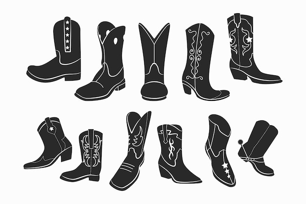 Hand drawn cowboy boot silhouette