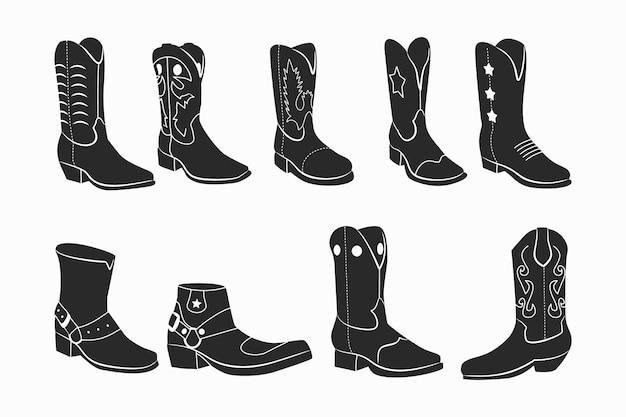 Free vector hand drawn cowboy boot silhouette