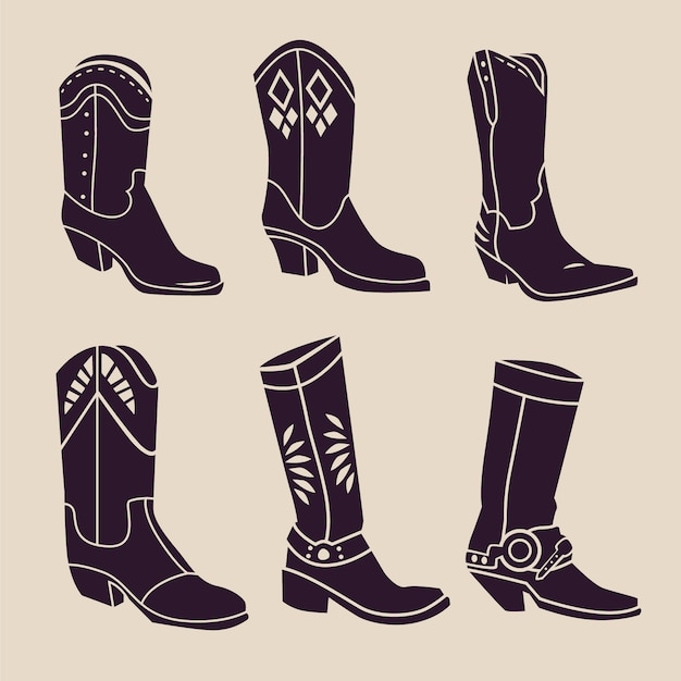 Hand drawn cowboy boot silhouette