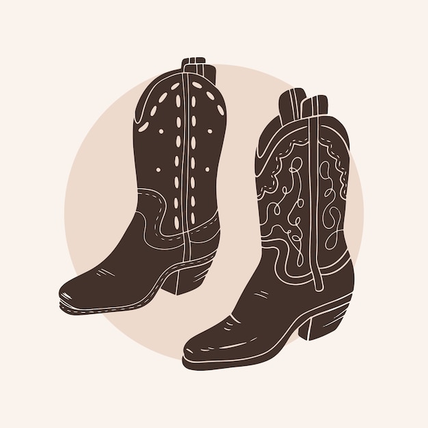 Hand drawn cowboy boot silhouette