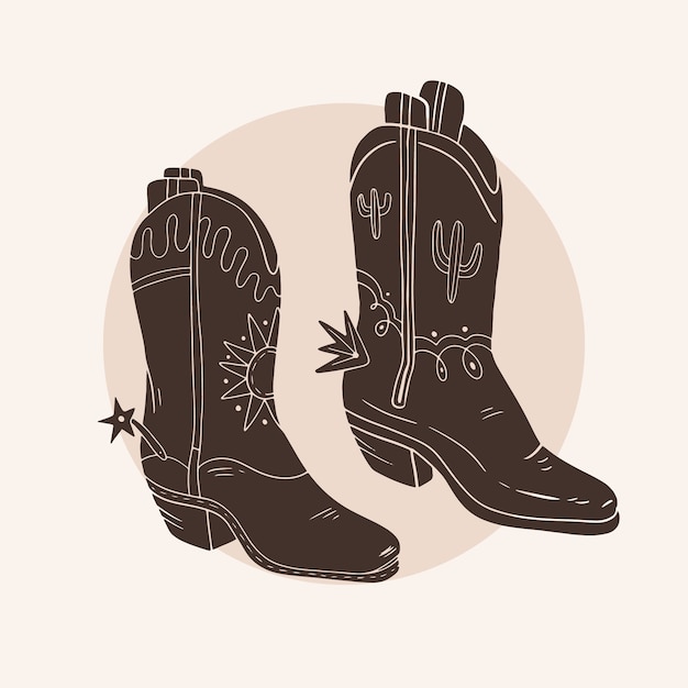 Hand drawn cowboy boot silhouette