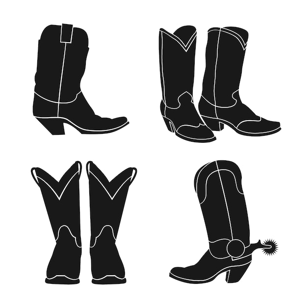Free vector hand drawn cowboy boots silhouette illustration
