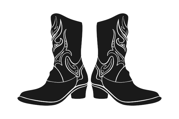 Free vector hand drawn cowboy boots silhouette illustration