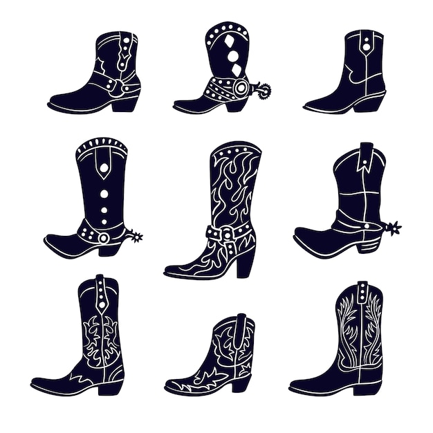 Free Vector hand drawn cowboy boots silhouette