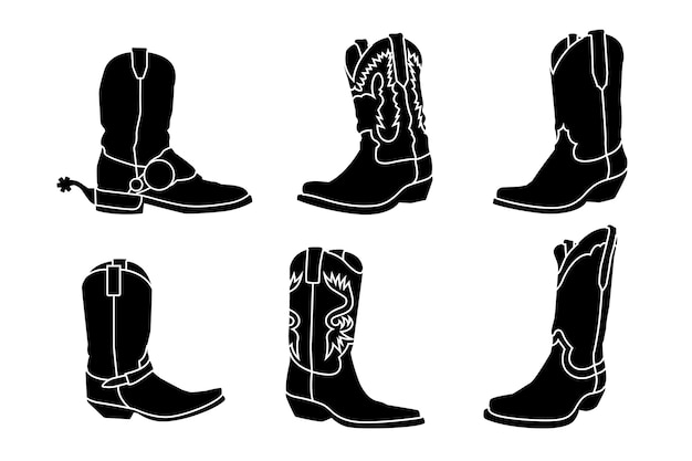 Free vector hand drawn cowboy boots silhouette