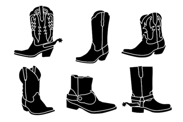 Free vector hand drawn cowboy boots silhouette