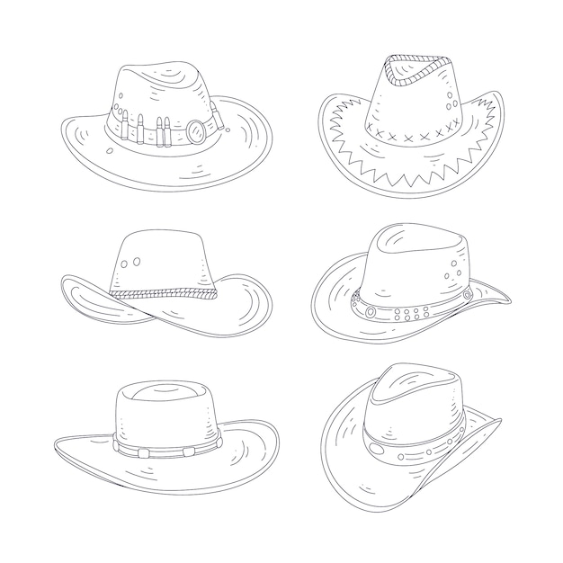 Hand drawn cowboy hat drawing illustration