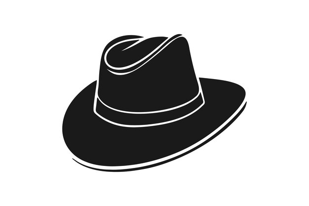 Hand drawn cowboy hat  silhouette illustration