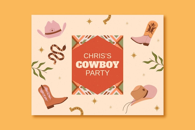 Free Vector hand drawn cowboy party photocall