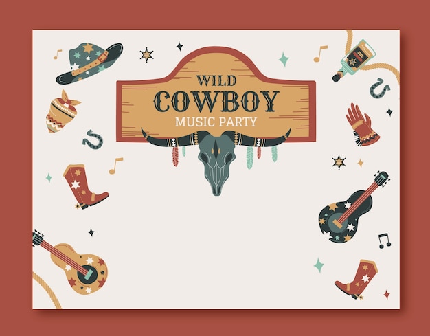 Free Vector hand drawn cowboy party photocall