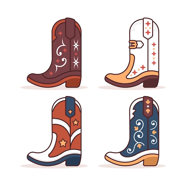 Free vector hand drawn  cowgirl boots cartoon illustration