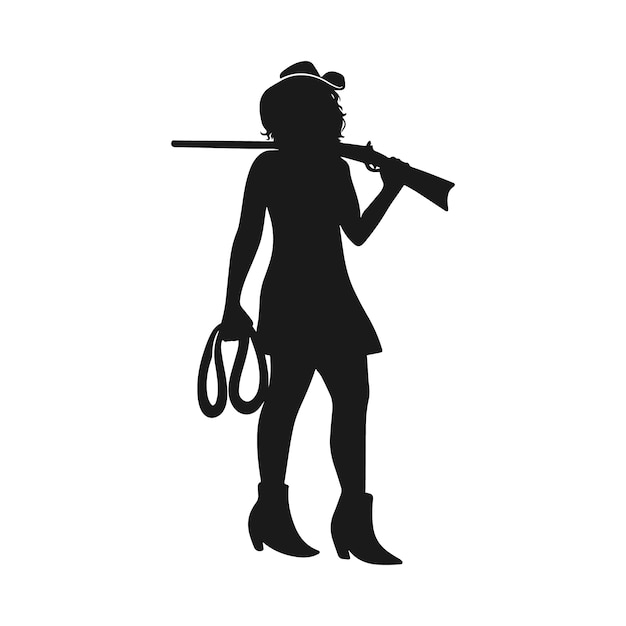 Hand drawn cowgirl silhouette illustration