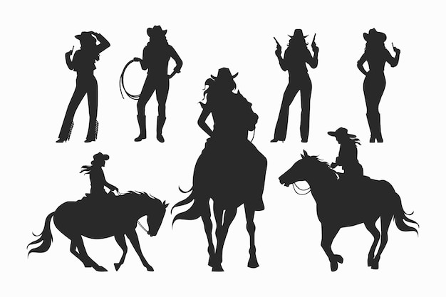 Hand drawn  cowgirl silhouette