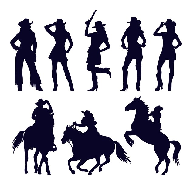Hand drawn cowgirl silhouette