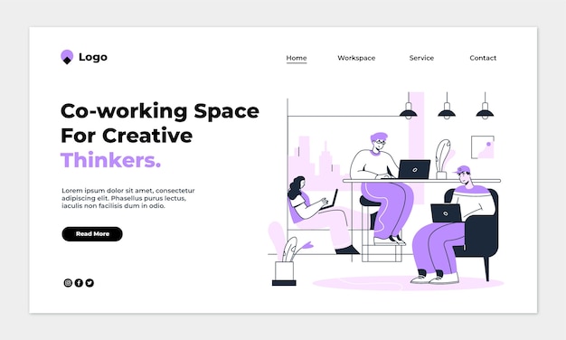 Free Vector hand drawn coworking space landing page