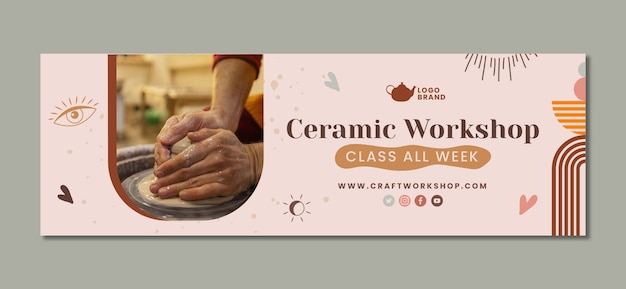 Free Vector hand drawn craft atelier twitter header