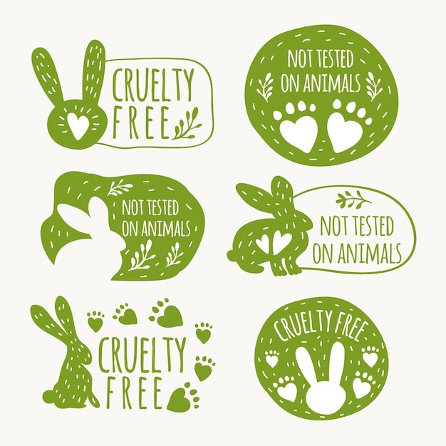 Free Vector hand drawn cruelty free badge collection