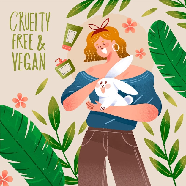 Free Vector hand drawn cruelty free and vegan concept illustrated